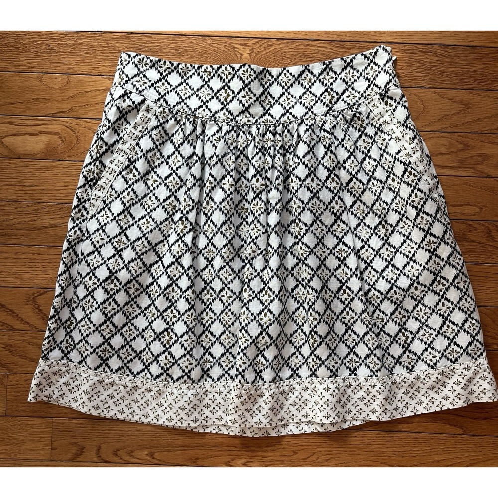 Loft Multicolor Linen Skirt W/Pockets Women's Size 4 Tan Beige Black Lined